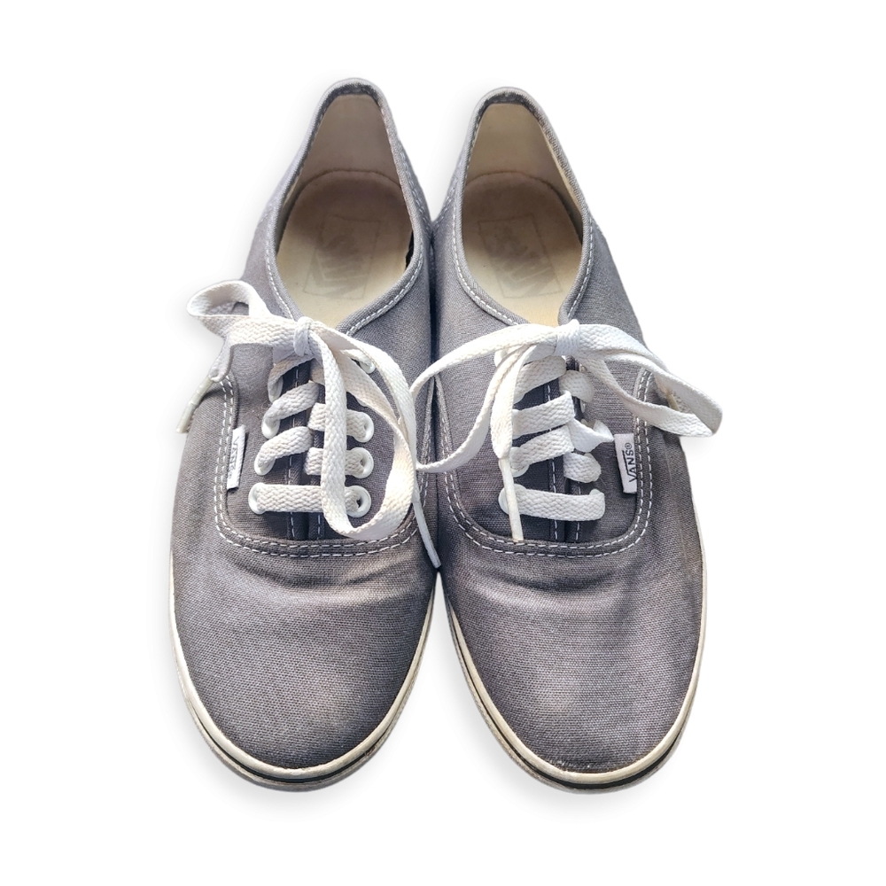Vans Gray Canvas Low-Top Sneakers with White Laces